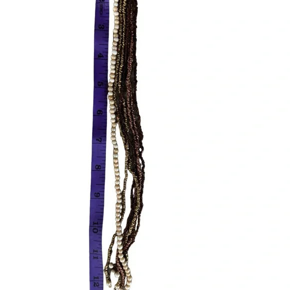 Vintage and unique brown, gold, taupe beaded tie belt - Picture 7 of 8